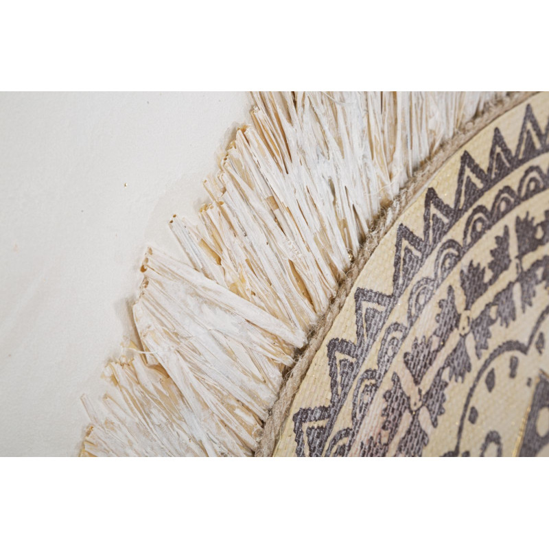 Toile murale imprimée et peinte Motif Bohème chic Beige Marron Blanc crème 100x100 Malindi 