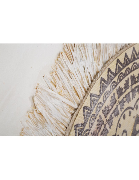 Toile murale imprimée et peinte Motif Bohème chic Beige Marron Blanc crème 100x100 Malindi 