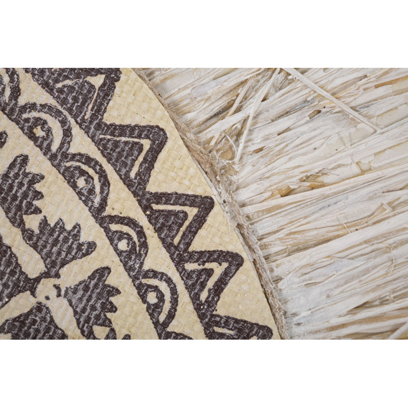 Toile murale imprimée et peinte Motif Bohème chic Beige Marron Blanc crème 100x100 Malindi 