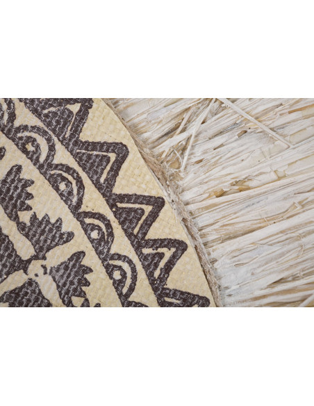 Toile murale imprimée et peinte Motif Bohème chic Beige Marron Blanc crème 100x100 Malindi 