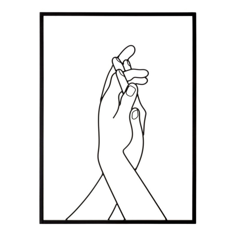 Déco murale moderne 2 Mains 40x55 en Métal Noir Orlan 