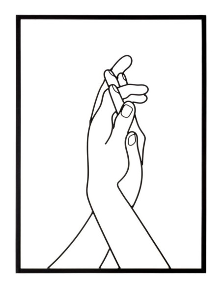 Déco murale moderne 2 Mains 40x55 en Métal Noir Orlan 