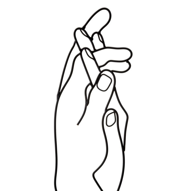 Déco murale moderne 2 Mains 40x55 en Métal Noir Orlan 