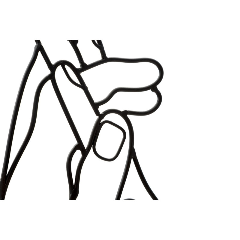 Déco murale moderne 2 Mains 40x55 en Métal Noir Orlan 