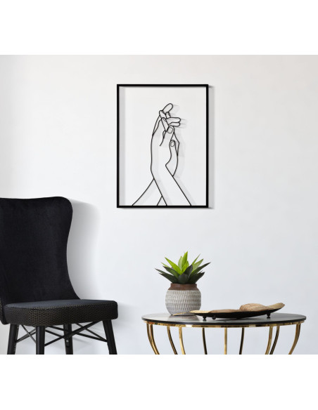 Déco murale moderne 2 Mains 40x55 en Métal Noir Orlan 