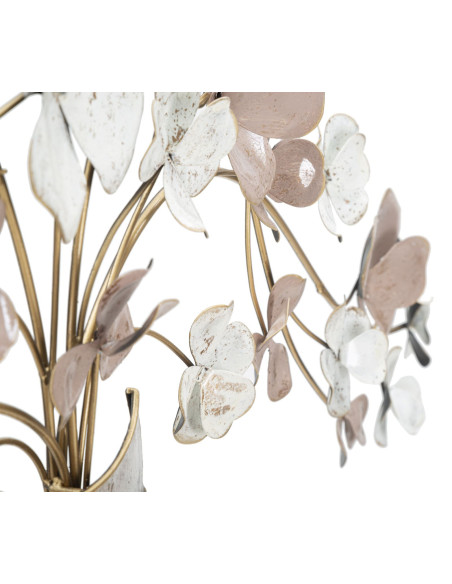 Déco murale originale Vase avec Fleurs 87x46 en Métal Marron Blanc Rose Kyran 