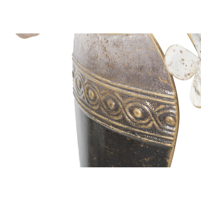 Déco murale originale Vase avec Fleurs 87x46 en Métal Marron Blanc Rose Kyran 