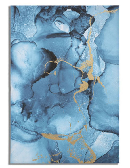 Toile murale imprimée et peinte Motif abstrait Bleu Doré 80x120 Rey 