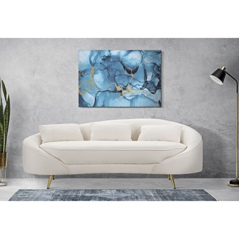 Toile murale imprimée et peinte Motif abstrait Bleu Doré 80x120 Rey 