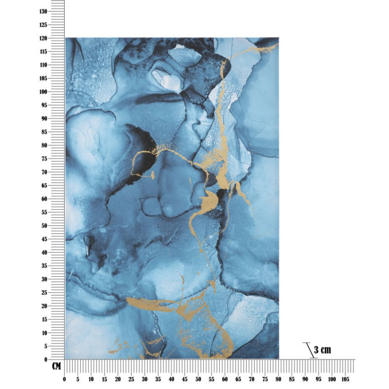 Toile murale imprimée et peinte Motif abstrait Bleu Doré 80x120 Rey 