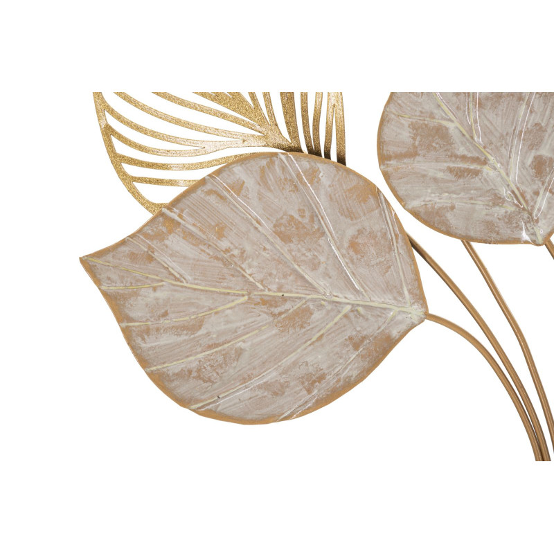 Grande Déco murale moderne Feuilles 63x85 en Métal Doré Beige Felix 
