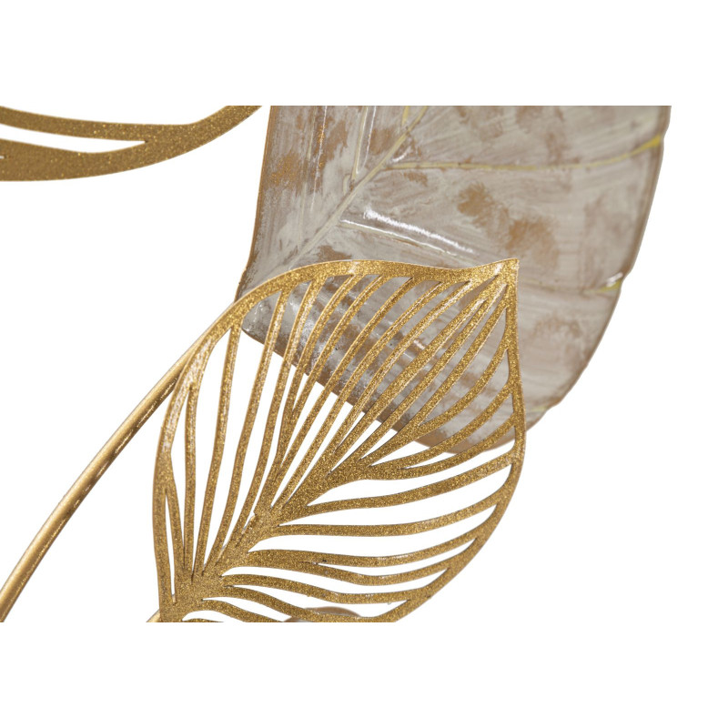 Grande Déco murale moderne Feuilles 63x85 en Métal Doré Beige Felix 