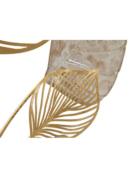 Grande Déco murale moderne Feuilles 63x85 en Métal Doré Beige Felix 