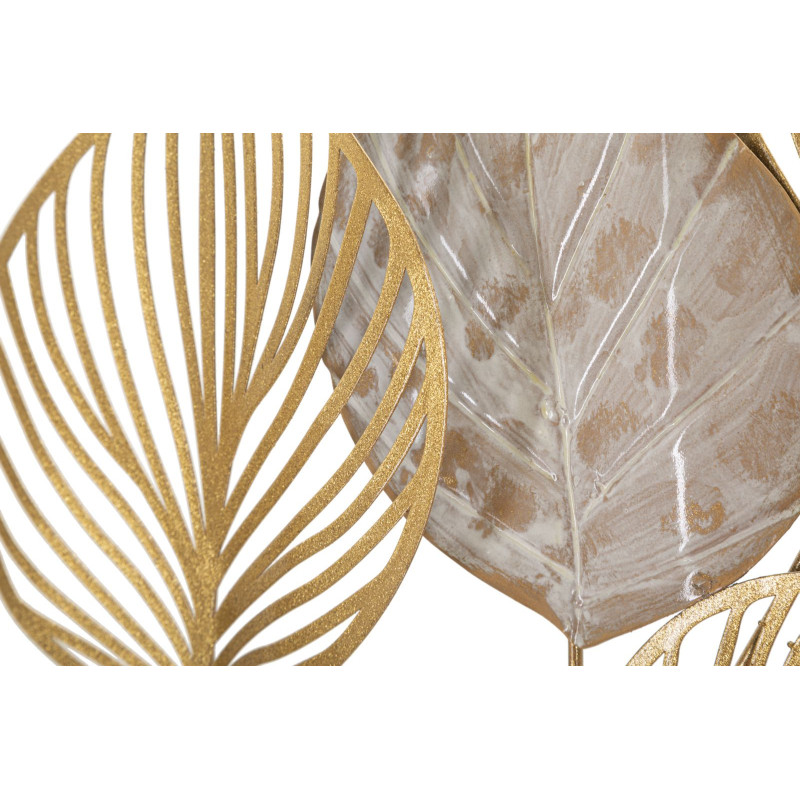 Grande Déco murale moderne Feuilles 63x85 en Métal Doré Beige Felix 