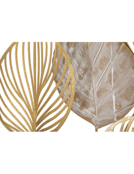 Grande Déco murale moderne Feuilles 63x85 en Métal Doré Beige Felix 