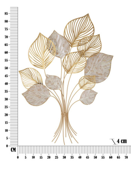 Grande Déco murale moderne Feuilles 63x85 en Métal Doré Beige Felix 