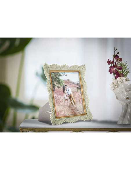 Cadre photo moderne Feuilles en Résine Blanc pour photo 20x25 cm Pinty 