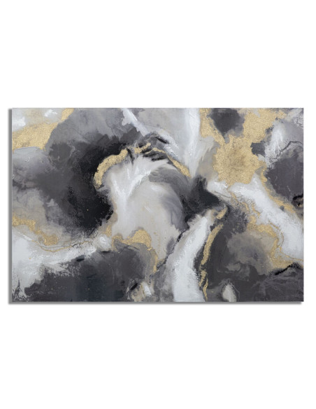 Toile murale peinte Motif abstrait Noir Gris Doré 120x80 Richy 