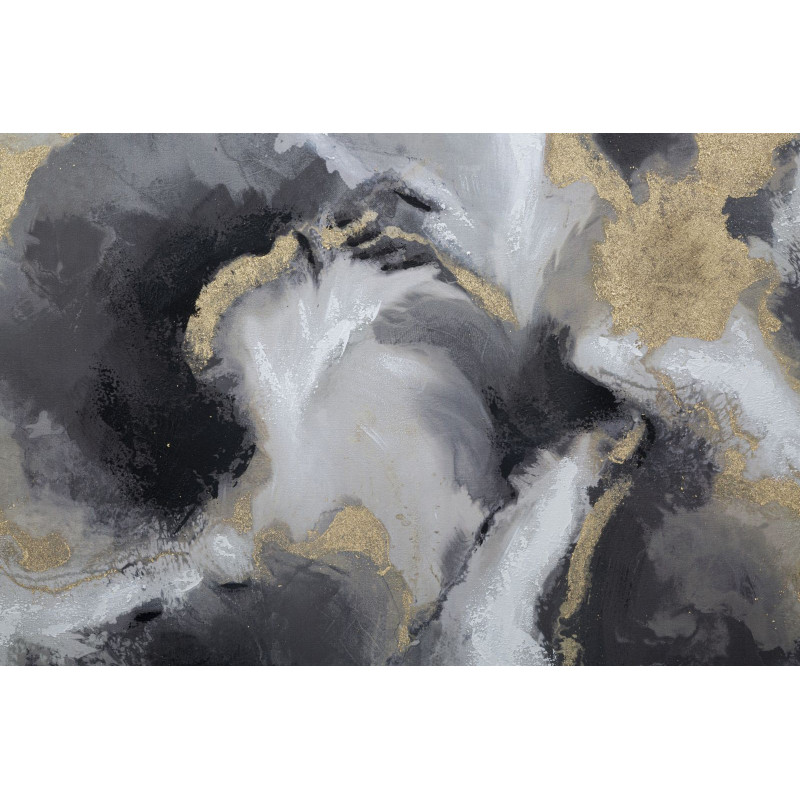 Toile murale peinte Motif abstrait Noir Gris Doré 120x80 Richy 