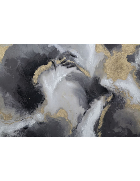 Toile murale peinte Motif abstrait Noir Gris Doré 120x80 Richy 