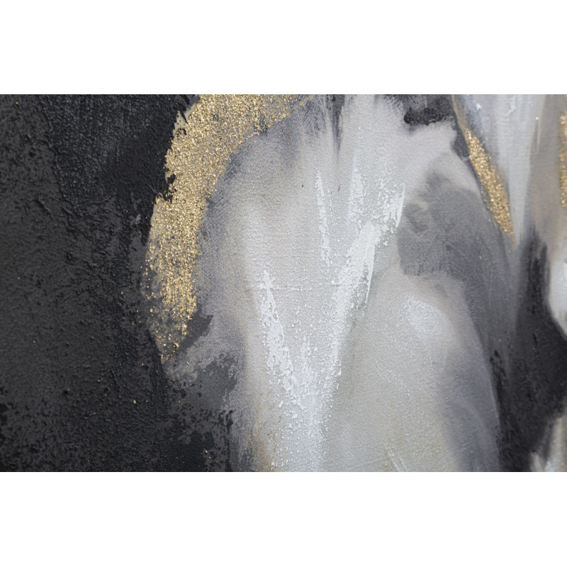 Toile murale peinte Motif abstrait Noir Gris Doré 120x80 Richy 