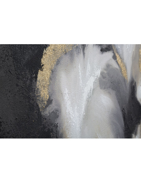 Toile murale peinte Motif abstrait Noir Gris Doré 120x80 Richy 