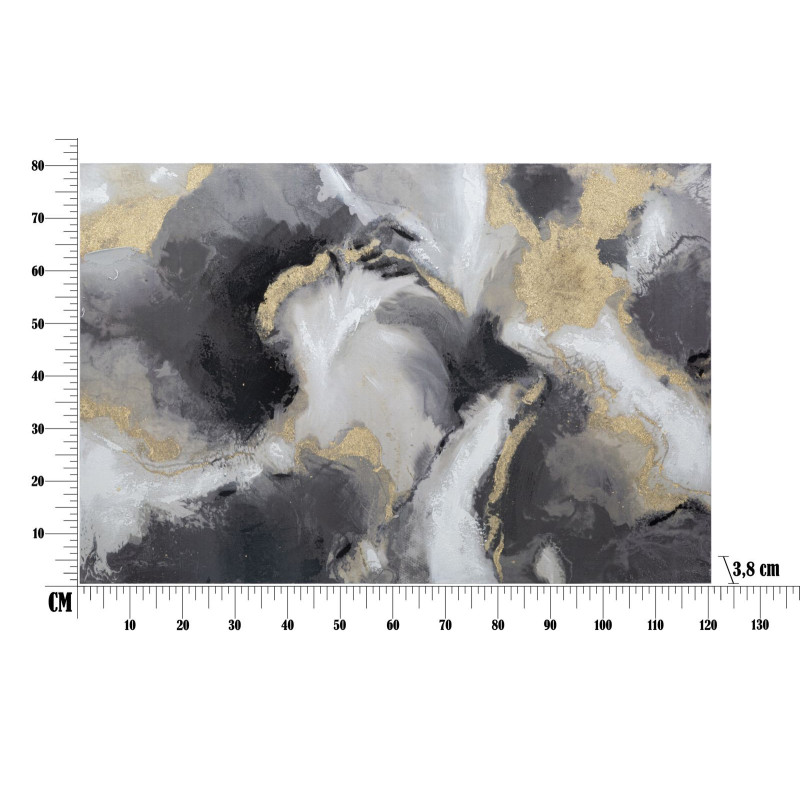 Toile murale peinte Motif abstrait Noir Gris Doré 120x80 Richy 