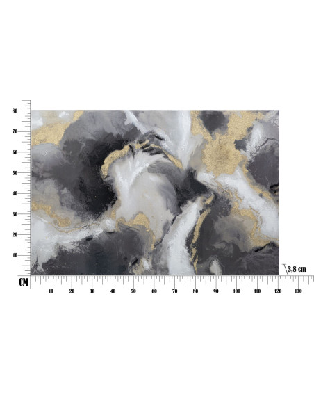 Toile murale peinte Motif abstrait Noir Gris Doré 120x80 Richy 