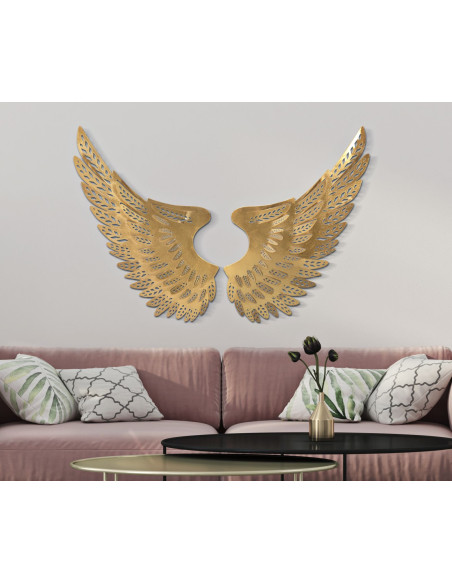 Grande Déco murale originale 2 Ailes 180x43 en Métal Doré Fylor 