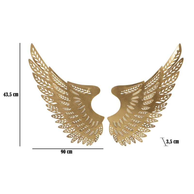 Grande Déco murale originale 2 Ailes 180x43 en Métal Doré Fylor 