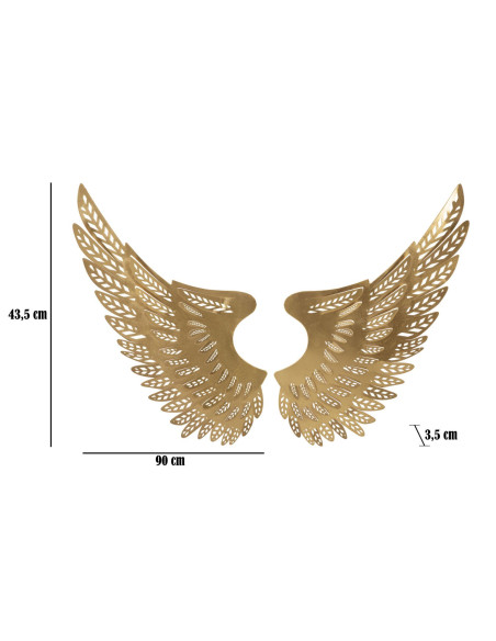 Grande Déco murale originale 2 Ailes 180x43 en Métal Doré Fylor 