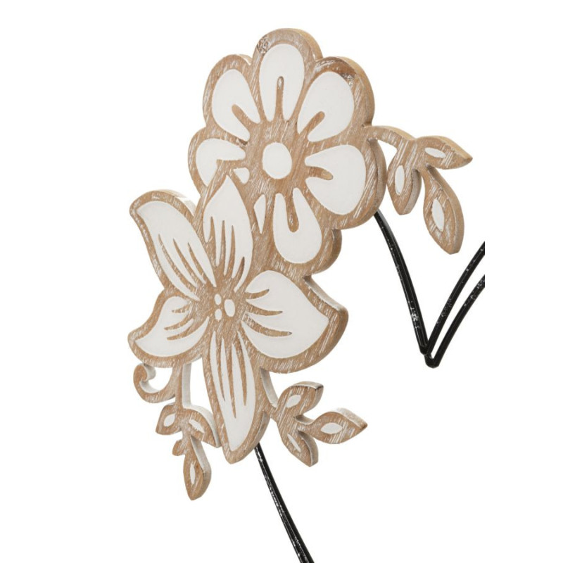 Déco murale moderne Coeur et Fleur 50x45 en Métal Noir Bois Blanc Naturel Selin 