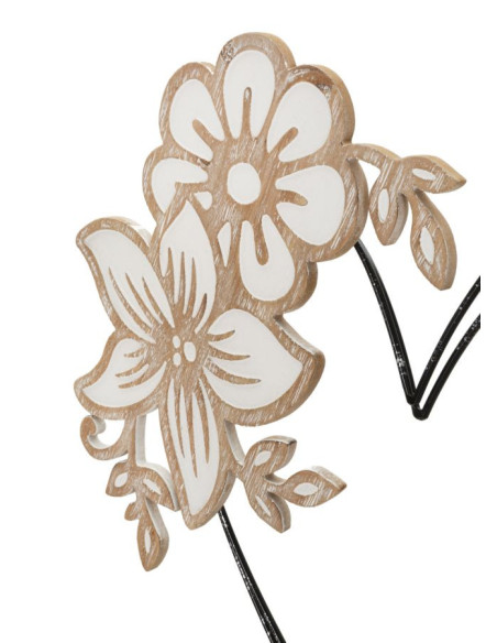 Déco murale moderne Coeur et Fleur 50x45 en Métal Noir Bois Blanc Naturel Selin 