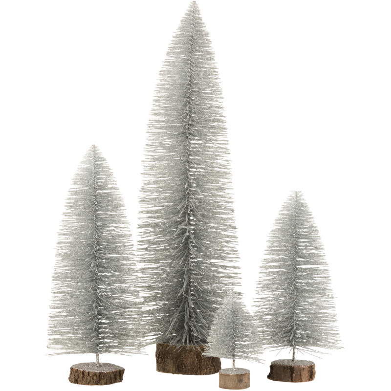 Décoration sur pied XL Sapin de Noël 60 cm en Plastique Argenté Avec paillettes - 2