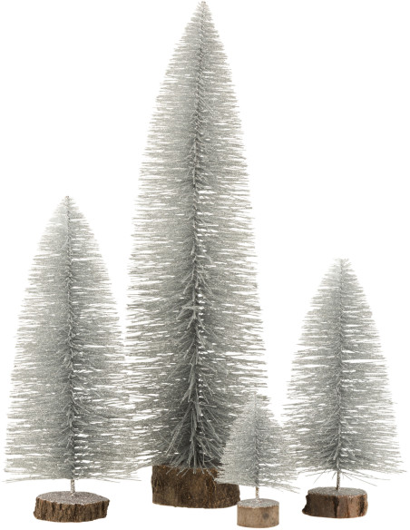 Décoration sur pied XL Sapin de Noël 60 cm en Plastique Argenté Avec paillettes - 2