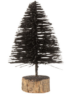 Décoration sur pied Sapin de Noël 15 cm en Plastique Noir Avec paillettes - 1