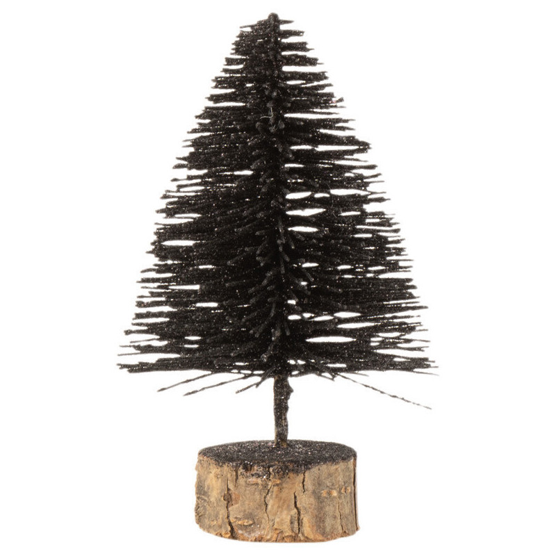 Décoration sur pied Sapin de Noël 15 cm en Plastique Noir Avec paillettes - 1