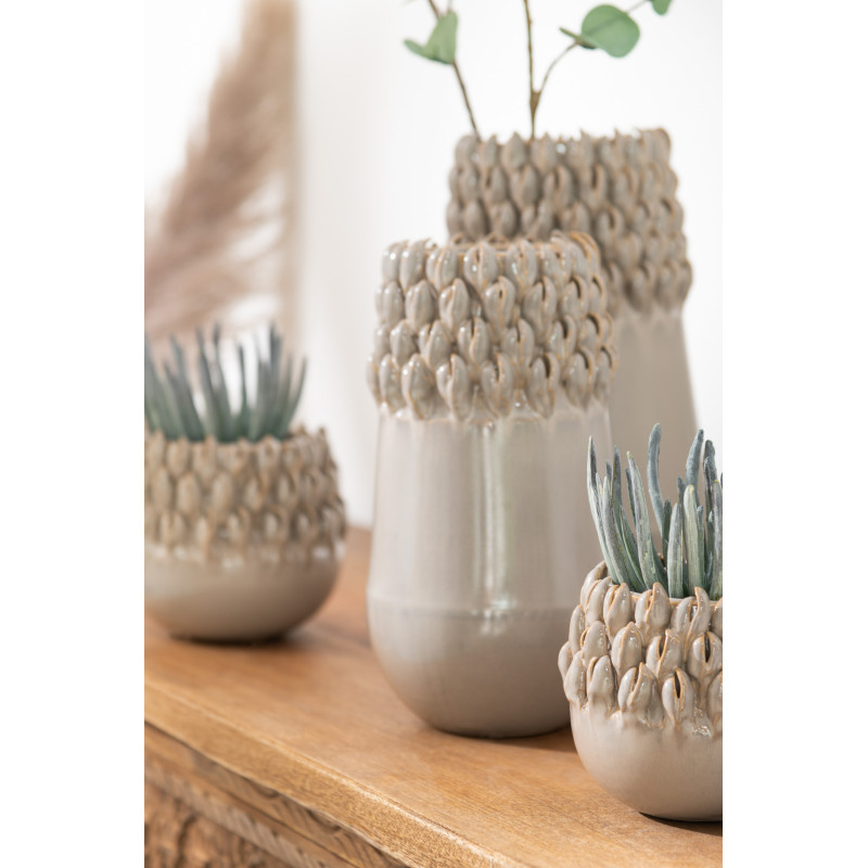 Cache-pot en Céramique Gris Louise Diamètre 13 cm J-Line - 2