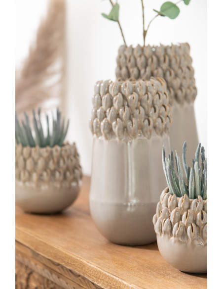 Cache-pot en Céramique Gris Louise Diamètre 13 cm J-Line - 2