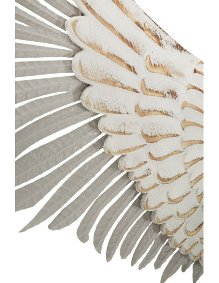 Grande Déco murale originale Ailes 88x104 en Métal Bois Blanc Naturel Mylan 