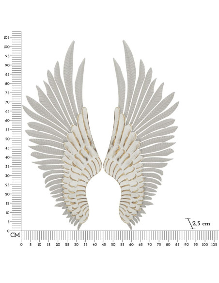 Grande Déco murale originale Ailes 88x104 en Métal Bois Blanc Naturel Mylan 