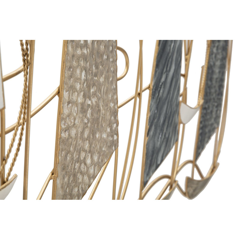 Grande Déco murale Bord de mer Voiliers 123x69 en Métal Doré Bleu Blanc Kilar 