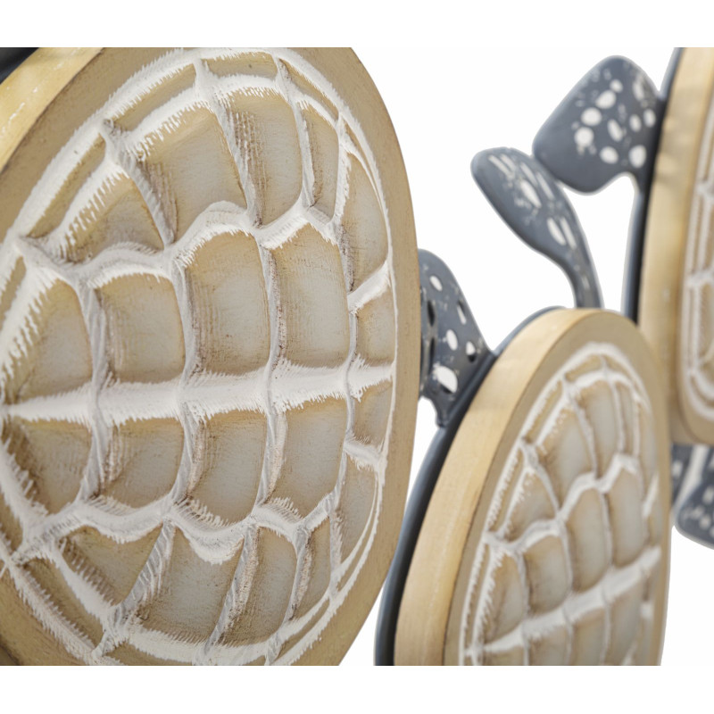 Grande Déco murale originale Tortues 111x43 en Métal Bleu Bois Naturel Nylia 