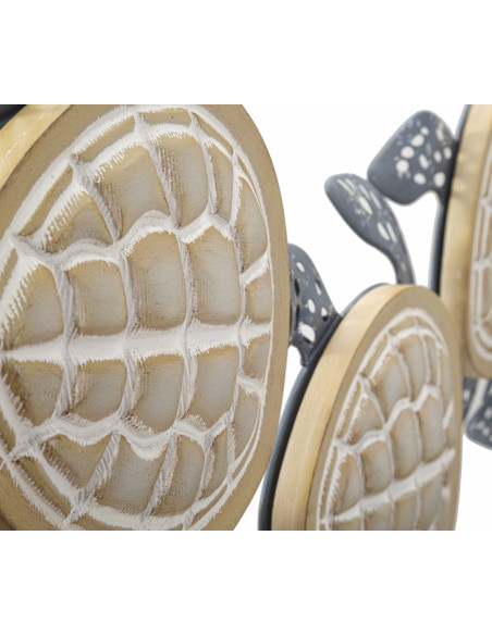 Grande Déco murale originale Tortues 111x43 en Métal Bleu Bois Naturel Nylia 