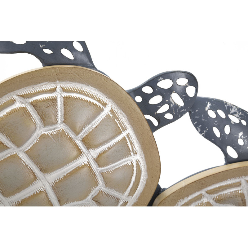 Grande Déco murale originale Tortues 111x43 en Métal Bleu Bois Naturel Nylia 