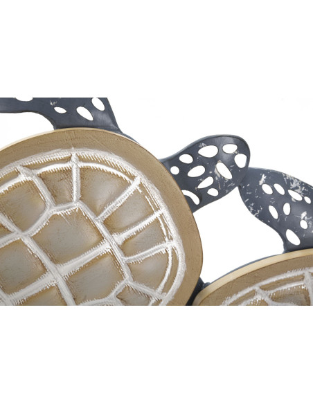 Grande Déco murale originale Tortues 111x43 en Métal Bleu Bois Naturel Nylia 