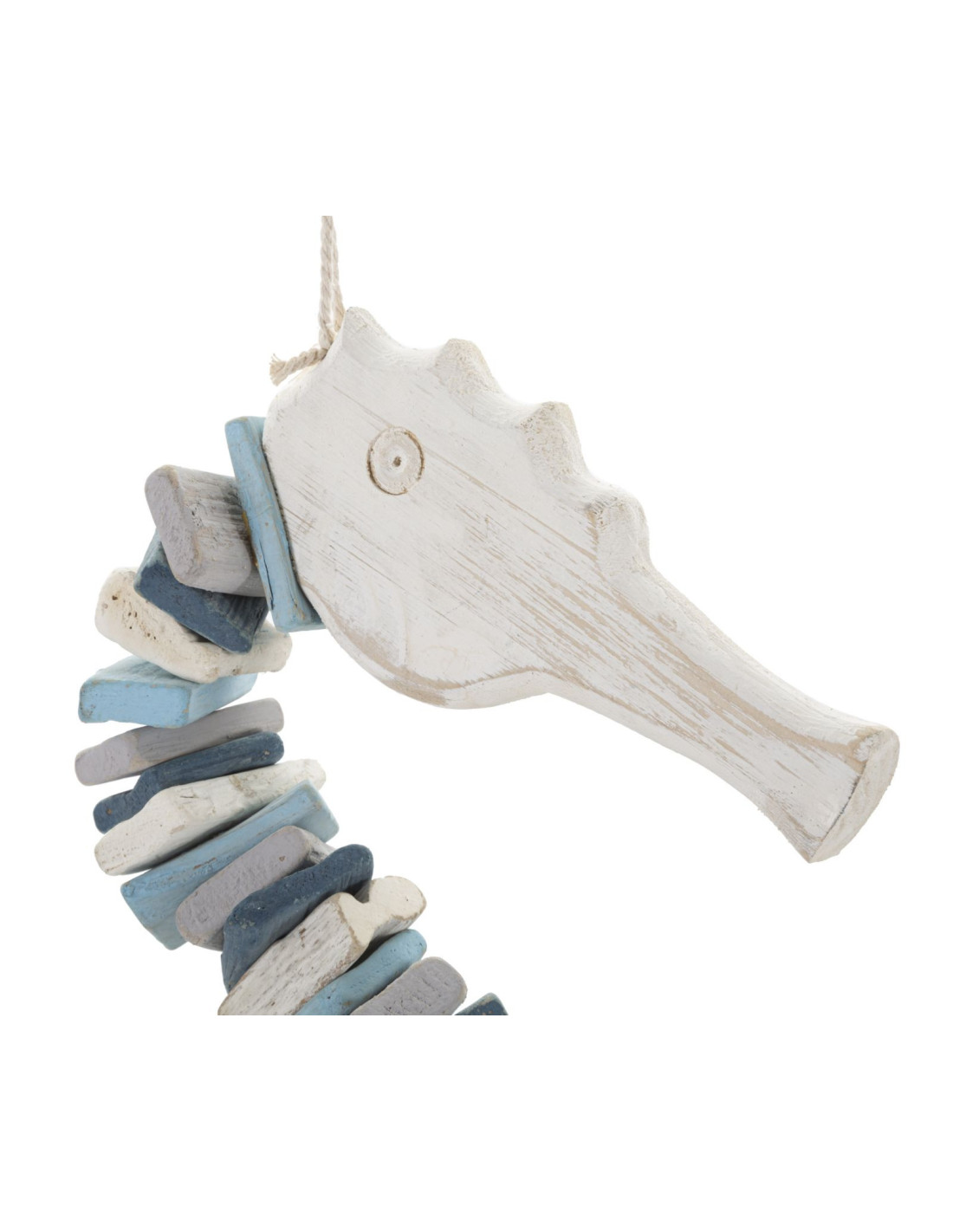 Décoration Murale Hippocampe Style Méditerranéen | 44x12 Cm | Bleu Profond | Suspendue Avec Corde | Pour Salon, Chambre, Restaurant