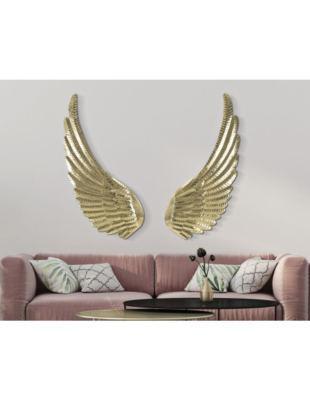 Grande Déco murale originale Ailes 120x130 en Métal Doré Nylor 