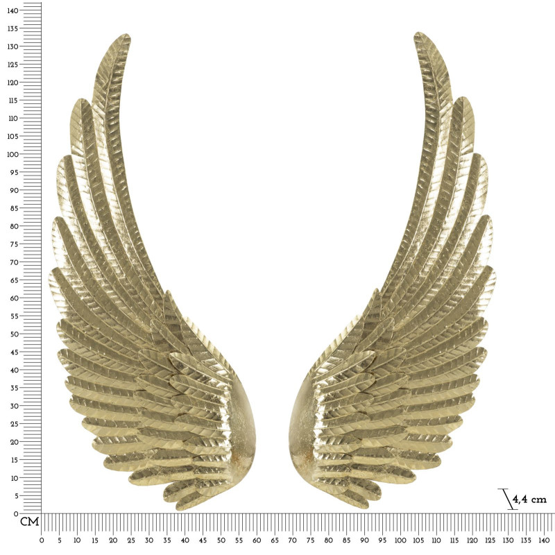 Grande Déco murale originale Ailes 120x130 en Métal Doré Nylor 