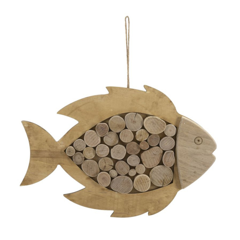 Déco murale originale Poisson à suspendre 42x28 en Bois de pin Bois de hêtre Naturel Elron 